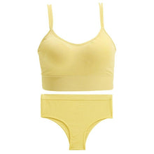 Load image into Gallery viewer, FINETOO Double Shoulder Strap Bra Set Seamless Crop Top Panties Suit Women Sexy Lingerie Female Underwear Wireless Bra Tank Top Bralette
