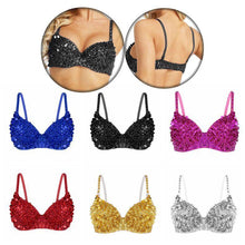 Load image into Gallery viewer, Women's Tribal Glitter Sparkle Belly Dance Beaded Sequined Bra Top
