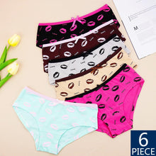 Load image into Gallery viewer, 6pcs Women Briefs Lip Printed Panties Mid Waist Plus Size Sexy Underwear Short Panty
