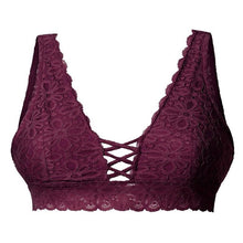 Load image into Gallery viewer, Summer V-neck Sleeveless Crop Tops Causal Women Lightweight Stretchy Floral Lace Lingeries Criss Cross Bralette Top
