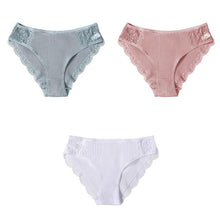 Load image into Gallery viewer, M-XXL 3PCS Women's Cotton Panties Set Floral Lace Briefs Underwear Comfortable Panty for Female Sexy Low-Rise Intimates Lingerie
