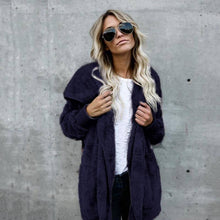 Load image into Gallery viewer, Ladies Fashion Hooded Coat Female Loose Fur Cardigan Coat Women Faux Fur Coat Autumn Winter Warm Jacket Outwear Long Coat
