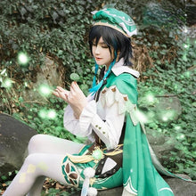 Load image into Gallery viewer, Venti Cosplay Costumes Game Genshin Impact Barbatos Cosplay Wig Hat Cloak Accessories Suit Halloween Costumes for Women Men
