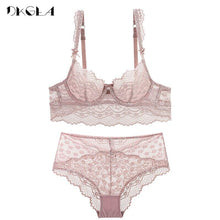 Load image into Gallery viewer, Women Hollow Out Lace Bra Set Sexy Brassiere Ultrathin Underwear Plus Size
