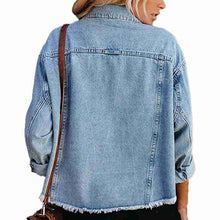 Load image into Gallery viewer, Women's Boyfriend Denim Jacket Washed Blue Long Sleeve Jeans Jacket Coats
