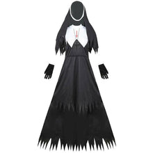 Load image into Gallery viewer, Halloween Cosplay Nun Costume Women Black Vampire Fantasy Dress Terror Scream Mask Gloves Party Ghost Disguise Female Fancy For Long Dress
