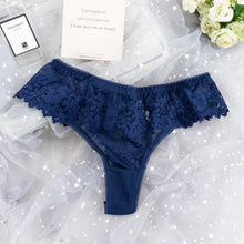 Load image into Gallery viewer, Women Sexy Lace Lingerie Temptation Low-waist Thong Panties Transparent High Quality Embroidery Underwear Female G String
