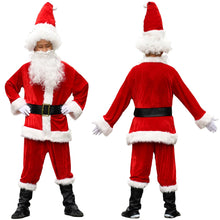 Load image into Gallery viewer, 7pcs/lot Christmas Santa Claus Long Hair Costume Cosplay Birthday Party Adult Fancy Dress In Christmas Men Suit 3XL-6XL
