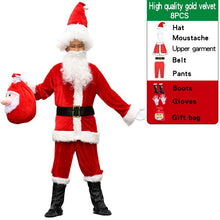 Load image into Gallery viewer, 7pcs/lot Christmas Santa Claus Long Hair Costume Cosplay Birthday Party Adult Fancy Dress In Christmas Men Suit 3XL-6XL
