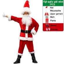 Load image into Gallery viewer, 7pcs/lot Christmas Santa Claus Long Hair Costume Cosplay Birthday Party Adult Fancy Dress In Christmas Men Suit 3XL-6XL
