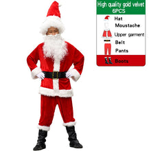 Load image into Gallery viewer, 7pcs/lot Christmas Santa Claus Long Hair Costume Cosplay Birthday Party Adult Fancy Dress In Christmas Men Suit 3XL-6XL
