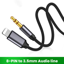 Load image into Gallery viewer, 8 Pin To 3.5mm Jack AUX Cable Lighting To AUX Headphone Adapter Audio Extension Kable Connector Splitter For iPhone 14/13/12/11
