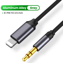 Load image into Gallery viewer, 8 Pin To 3.5mm Jack AUX Cable Lighting To AUX Headphone Adapter Audio Extension Kable Connector Splitter For iPhone 14/13/12/11
