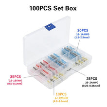 Load image into Gallery viewer, 800/300/250Pcs Heat Shrink Butt Crimp Terminals Waterproof Solder Seal Electrical Butt Connectors Wire Cable Splice Terminal Kit
