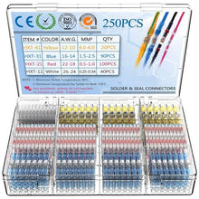 Load image into Gallery viewer, 800/300/250Pcs Heat Shrink Butt Crimp Terminals Waterproof Solder Seal Electrical Butt Connectors Wire Cable Splice Terminal Kit
