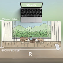 Load image into Gallery viewer, 80X30Cm Cat And Rabbit Hd Thickened Mouse Pad Green Cute Cartoon Animal Personality Oversized Gaming Keyboard Table Mat
