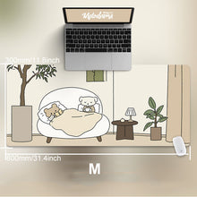 Load image into Gallery viewer, 80X30Cm Cat And Rabbit Hd Thickened Mouse Pad Green Cute Cartoon Animal Personality Oversized Gaming Keyboard Table Mat
