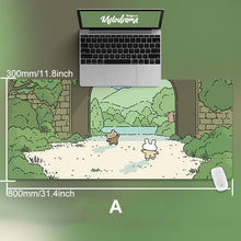Load image into Gallery viewer, 80X30Cm Cat And Rabbit Hd Thickened Mouse Pad Green Cute Cartoon Animal Personality Oversized Gaming Keyboard Table Mat
