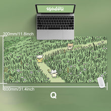 Load image into Gallery viewer, 80X30Cm Cat And Rabbit Hd Thickened Mouse Pad Green Cute Cartoon Animal Personality Oversized Gaming Keyboard Table Mat
