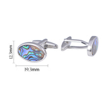 Load image into Gallery viewer, Natural Abalone Shell Cufflinks Oval Color Fritillary French Cufflinks Nail
