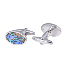 Load image into Gallery viewer, Natural Abalone Shell Cufflinks Oval Color Fritillary French Cufflinks Nail
