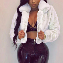 Load image into Gallery viewer, Fashion Women Coat Fluffy Fleece Turn-down Collar Faux Fur Top  Short Loose Coat
