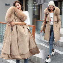 Load image into Gallery viewer, PiaoMT 2021 Winter Women's Cotton-padded Jacket Mid-length Large Fur Collar Plus Fleece Down Padded Jacket Padded Coat
