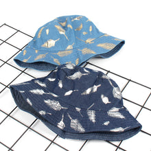 Load image into Gallery viewer, Vintage Feather Print Bucket Hat Trendy Men and Women Double-Sided Sun Hat Casual Couple Flat Top Bucket Hat
