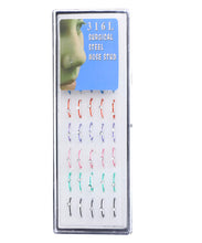 Load image into Gallery viewer, 40 Boxed 1.8mm Stainless Steel Diamond-Embedded Nose Stud Titanium Steel Fake Nose Ring Puncture
