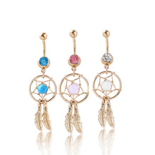 Load image into Gallery viewer, Dreamcatcher Navel Ring Navel Stud Navel Decoration Belly Dance Accessories Turquoise Belly Ring
