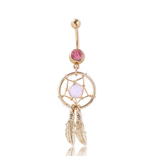 Load image into Gallery viewer, Dreamcatcher Navel Ring Navel Stud Navel Decoration Belly Dance Accessories Turquoise Belly Ring
