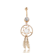 Load image into Gallery viewer, Dreamcatcher Navel Ring Navel Stud Navel Decoration Belly Dance Accessories Turquoise Belly Ring
