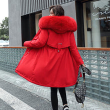 Load image into Gallery viewer, PiaoMT 2021 Winter Women's Cotton-padded Jacket Mid-length Large Fur Collar Plus Fleece Down Padded Jacket Padded Coat
