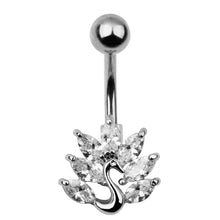 Load image into Gallery viewer, Belly Umbilical Ring Creative Peacock Zircon Navel Decoration Umbilical Ring Piercing Jewelry
