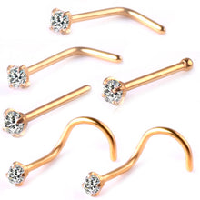 Load image into Gallery viewer, 316L Stainless Steel Nose Ring 6-Piece Set Multifunctional High Quality Zircon Nose Stud Nose Studs
