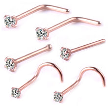Load image into Gallery viewer, 316L Stainless Steel Nose Ring 6-Piece Set Multifunctional High Quality Zircon Nose Stud Nose Studs
