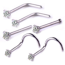 Load image into Gallery viewer, 316L Stainless Steel Nose Ring 6-Piece Set Multifunctional High Quality Zircon Nose Stud Nose Studs
