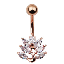 Load image into Gallery viewer, Belly Umbilical Ring Creative Peacock Zircon Navel Decoration Umbilical Ring Piercing Jewelry
