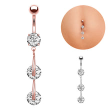 Load image into Gallery viewer, Belly Ring Creative Exquisite 3-Piece Zircon Navel Stud Piercing Jewelry
