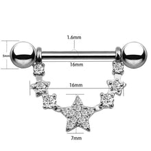 Load image into Gallery viewer, Five-Pointed Star Nipple Ring Popular Stainless Steel Zircon Nipple Ring
