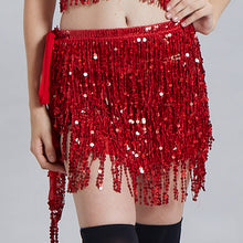 Load image into Gallery viewer, Halloween Belly Dance Costume Indian Dance Waist Scarf Sequins Tassel Hip Scarf Stage DS Performance Belly Dance Waist Chain
