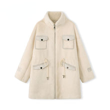 Load image into Gallery viewer, 2021 Winter Women's Imitation Mink Fur Coat Stylish Mid-Length Loose Outwear Drawstring Waist Large Size Thick Warm Jacket C-174
