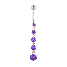 Load image into Gallery viewer, Women Steel Stainless Rhinestone Pendant Belly Navel Button Ring Body Piercing
