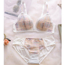 Load image into Gallery viewer, Women's Lace Bra Set No Steel Ring Underwear Bra Small Breasts Gather Traceless Plaid Bra
