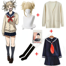 Load image into Gallery viewer, My Hero Academia Cosplay Halloween Costume Anime Boku No Hero Academia Himiko Toga JK Uniform Sweater Coat Wig Costumes
