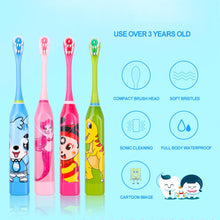 Load image into Gallery viewer, Children Electric Toothbrush Soft Hair Ultrasonic Waterproof Oral Care Tooth-brush Double-sided Belt Replacement Head
