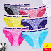 Load image into Gallery viewer, 6 Pcs Cotton Panties for Women Low Waist Lace Underpants Briefs M-XL Female Underwear Panty
