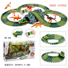 Load image into Gallery viewer, Dinosaur Rail Car DIY Assembling Building Blocks Scene Electric Track Racing Car Science and Education Children's Toys
