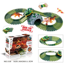 Load image into Gallery viewer, Dinosaur Rail Car DIY Assembling Building Blocks Scene Electric Track Racing Car Science and Education Children's Toys
