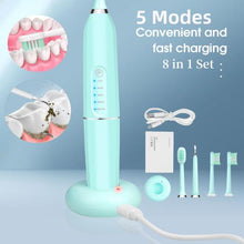 Load image into Gallery viewer, 5 Modes 3200rpm/min Sonic Electric Toothbrush Dental Scaler Calculus Remover Oral Care Tool USB Charge +Intelligent Touch Switch+ Bracket  + 4 Heads

